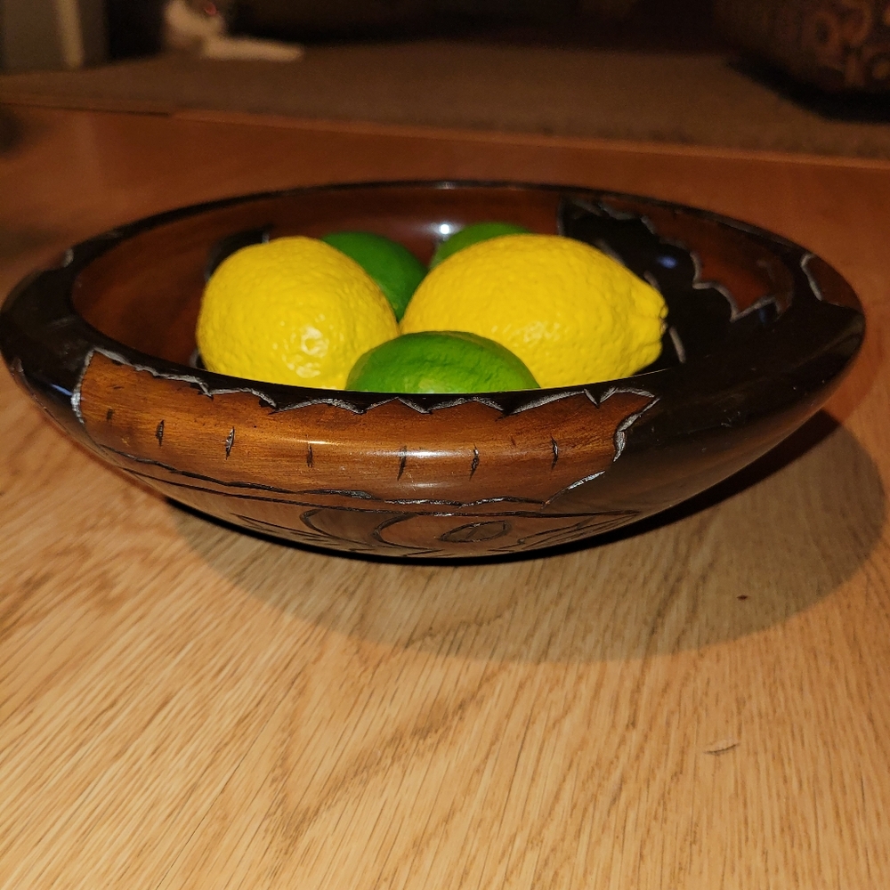 Vintage Hand Carved Wooden Bowl